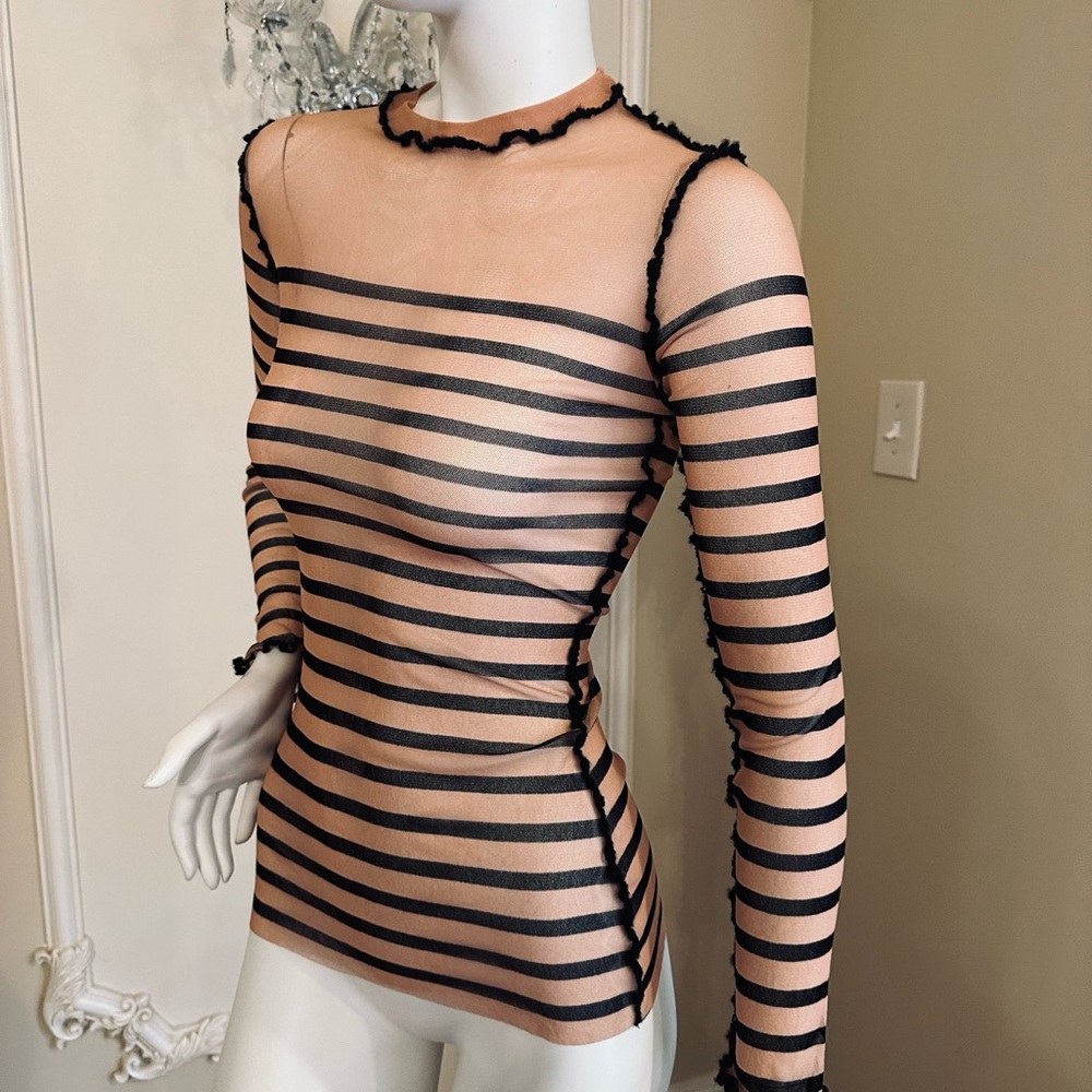 Jean Paul Gaultier striped printed mesh Top SIZE S - Picture 12 of 16